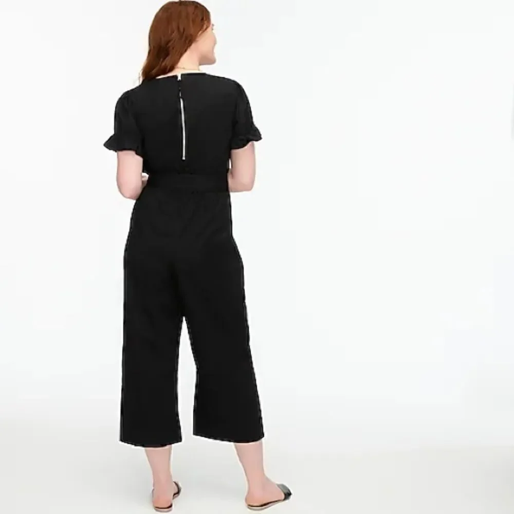 J.Crew Tall ruffle stretch cotton poplin jumpsuit*